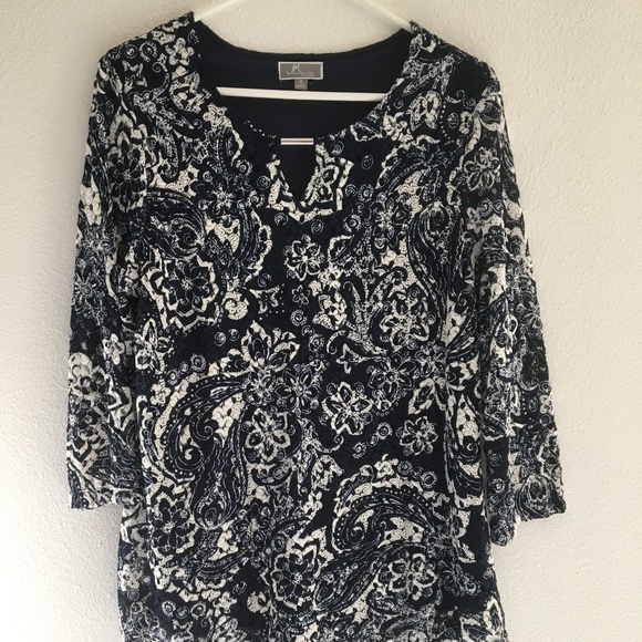 JM Collection Tops - JM Collection Blouse w/Lace Overlay - 1X